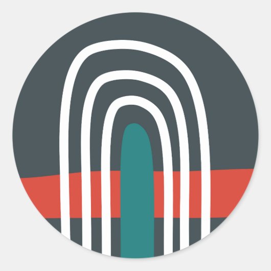 Rainbow line art, abstract boho design ラウンドシール (正面)