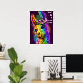 Rainbow Llama - "ドラマ・ラマになるな"文字入り ポスター (ホームオフィス)