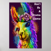 Rainbow Llama - "Don't be a Drama Llama" words ポスター (正面)