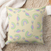 Rainbow Llamas Throw Pillow - yellow クッション (ブランケット)