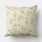 Rainbow Llamas Throw Pillow - yellow クッション (正面)