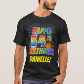Rainbow Look HAPPY 54th誕生日; Fireworks +名前 Tシャツ (正面)