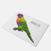 Rainbow lorikeet bird cartoon illustration  ドアマット (アングル)