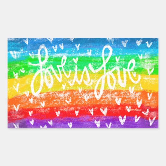 Rainbow LOVEはLOVEステッカー 長方形シール (正面)