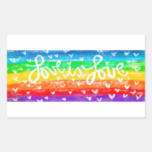 Rainbow LOVEはLOVEステッカー 長方形シール
