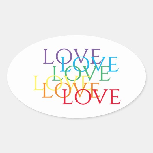 RAINBOW LOVEオーバルステッカー 楕円形シール (正面)