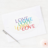 RAINBOW LOVEオーバルステッカー 楕円形シール (封筒)