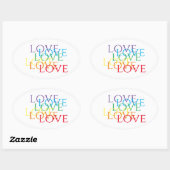 RAINBOW LOVEオーバルステッカー 楕円形シール (シート)