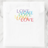 RAINBOW LOVEオーバルステッカー 楕円形シール (バッグ)