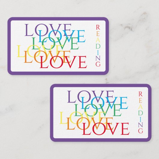 RAINBOW LOVEブックマーク – 3.5x2カード/紫 ノートカード (正面/裏面)