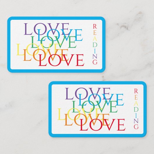RAINBOW LOVEブックマーク – 3.5x2カード/青 ノートカード (正面/裏面)