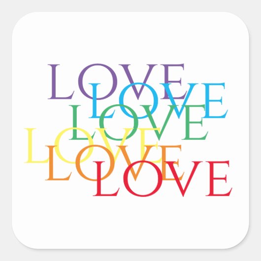 RAINBOW LOVEラージスクエアステッカー スクエアシール (正面)