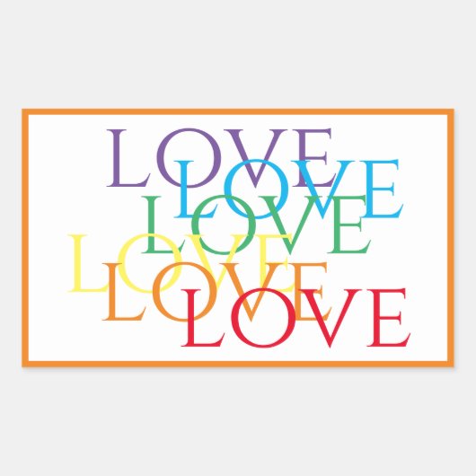 RAINBOW LOVE長方形ステッカー/オレンジ 長方形シール (正面)