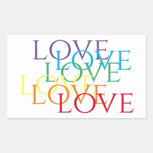 RAINBOW LOVE長方形ステッカー 長方形シール (正面)