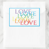 RAINBOW LOVE長方形ステッカー/青 長方形シール (バッグ)