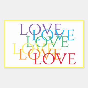 RAINBOW LOVE長方形ステッカー/黄色 長方形シール