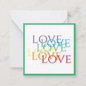 RAINBOW LOVE 2.5x2.5フラットカード/緑 ノートカード (正面)