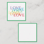 RAINBOW LOVE 2.5x2.5フラットカード/緑 ノートカード (正面/裏面)