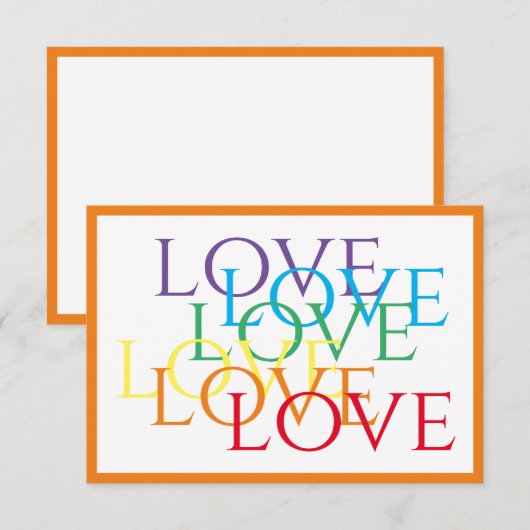 RAINBOW LOVE 3.5x5フラットカード/オレンジ ノートカード (正面/裏面)