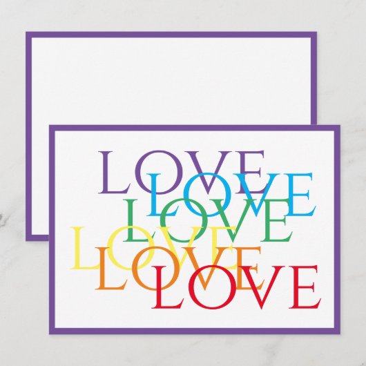 RAINBOW LOVE 4.5x6.25フラットカード/紫 ノートカード (正面/裏面)