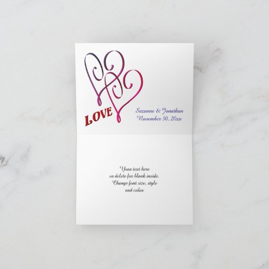 Rainbow Love Frame Wedding Photo サンキューカード (内部)