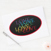 RAINBOW LOVE IIオーバルスタンプ/赤 楕円形シール (封筒)