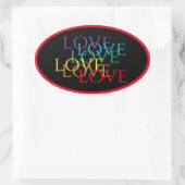RAINBOW LOVE IIオーバルスタンプ/赤 楕円形シール (バッグ)