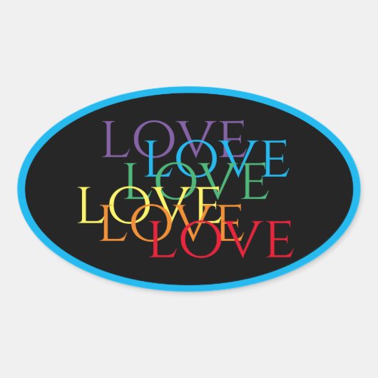 RAINBOW LOVE IIオーバルスタンプ/青 楕円形シール (正面)