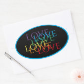 RAINBOW LOVE IIオーバルスタンプ/青 楕円形シール (封筒)