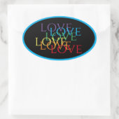 RAINBOW LOVE IIオーバルスタンプ/青 楕円形シール (バッグ)