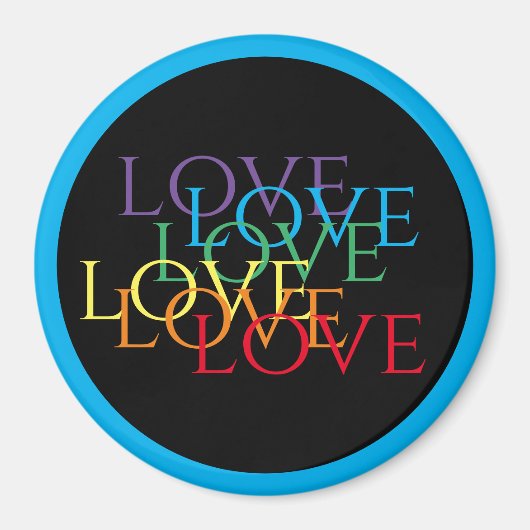 RAINBOW LOVE IIラウンドマグネット/青 マグネット (正面)