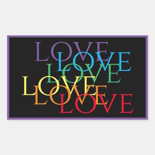 RAINBOW LOVE II長方形ステッカー/紫 長方形シール (正面)