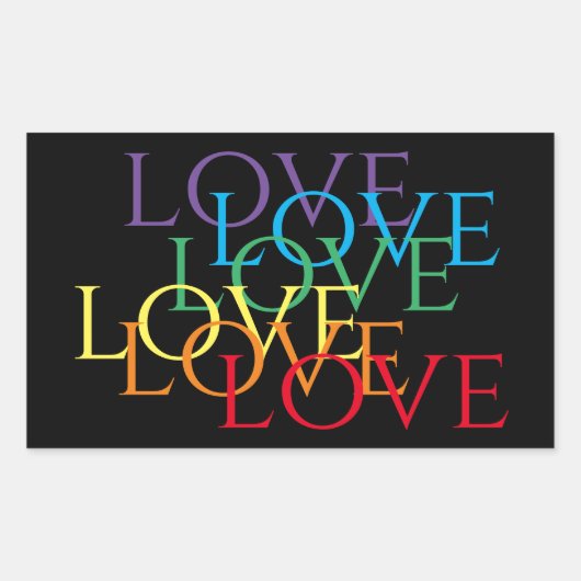 RAINBOW LOVE II Rectangleスタンプ 長方形シール (正面)