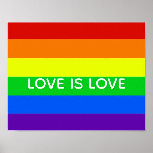 Rainbow Love is Love Gay Pride LGBTQ Beautiful ポスター (正面)