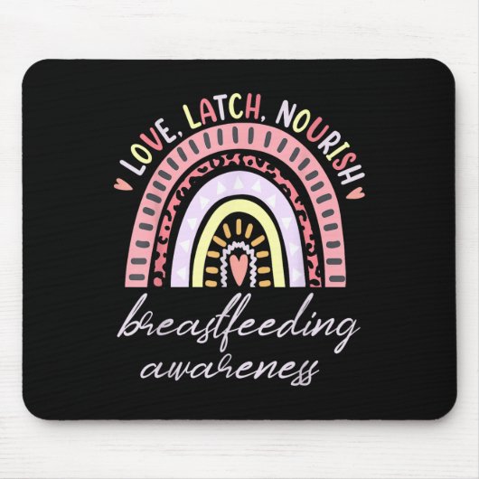 Rainbow Love Latch Nourish Breastfeeding Awareness マウスパッド (正面)
