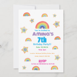 Rainbow Magic Childrens Birthday Invitation 招待状