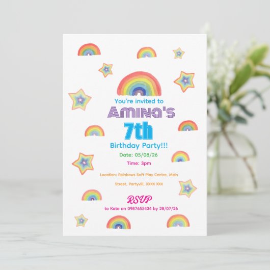 Rainbow Magic Childrens Birthday Invitation 招待状 (スタンド正面)