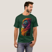 "Rainbow Majesty – Vibrant Lion Art Tee"T-Shirt Tシャツ (正面フル)