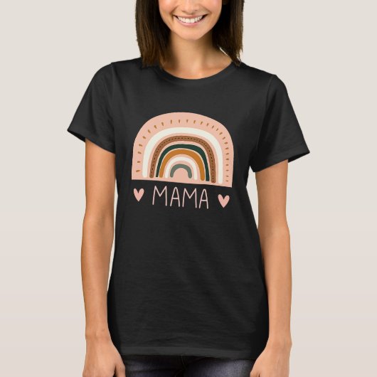 Rainbow Mama V Neck  Boho Style Teacher for Mom Tシャツ (正面)