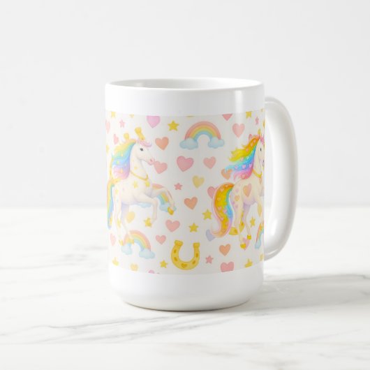 Rainbow Mane Horses Coffee Mug — Cooper & Cody コーヒーマグカップ (正面右)