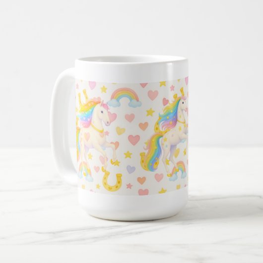 Rainbow Mane Horses Coffee Mug — Cooper & Cody コーヒーマグカップ (正面左)