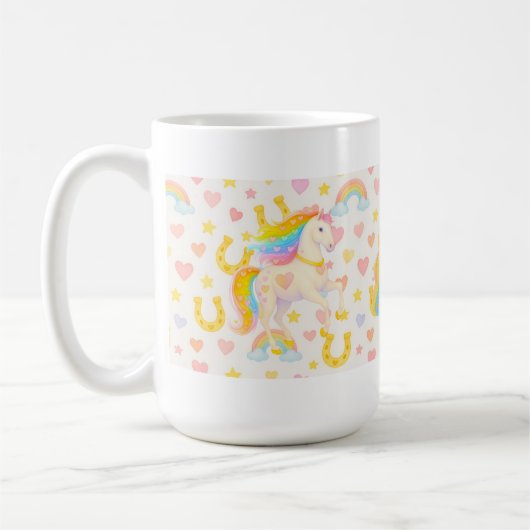 Rainbow Mane Horses Coffee Mug — Cooper & Cody コーヒーマグカップ (左)