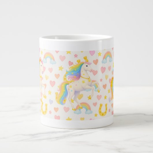 Rainbow Mane Horses Coffee Mug — Cooper & Cody ジャンボコーヒーマグカップ (正面)