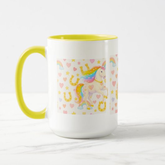 Rainbow Mane Horses Coffee Mug — Cooper & Cody マグカップ (左)