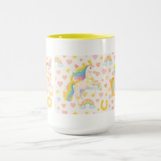 Rainbow Mane Horses Coffee Mug — Cooper & Cody マグカップ (中央)
