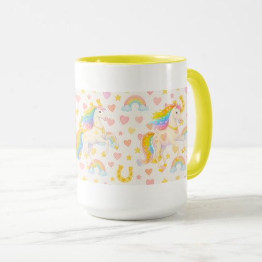 Rainbow Mane Horses Coffee Mug — Cooper & Cody マグカップ (正面右)