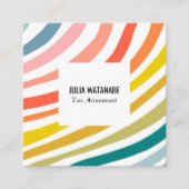Rainbow Minimalist Stripes Handmade スクエア名刺 (正面)