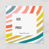 Rainbow Minimalist Stripes Handmade Price Hang Tag スクエア名刺 (裏面)