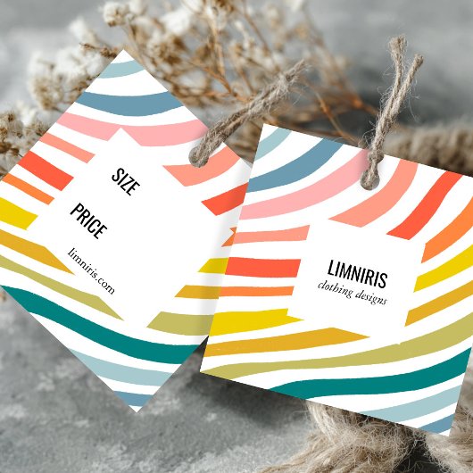 Rainbow Minimalist Stripes Handmade Price Hang Tag スクエア名刺