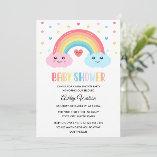 Rainbow Miracle Baby Shower 招待状 (スタンド正面)